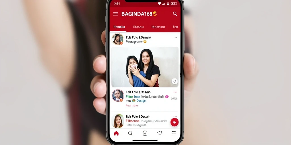 Tampilan antarmuka BAGINDA168 dengan fitur filter Instagram yang menarik.