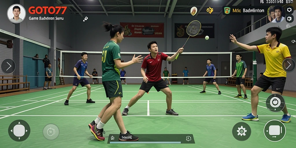 Tampilan antarmuka GOTO77 yang menarik dengan fungsionalitas permainan Badminton.