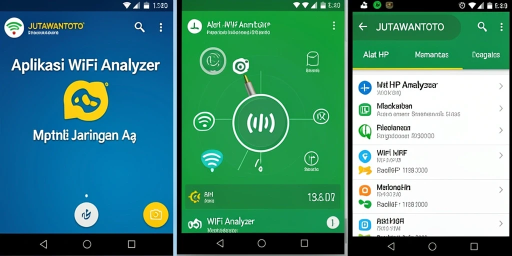 Antarmuka aplikasi JUTAWANTOTO yang menampilkan analisis jaringan WiFi.