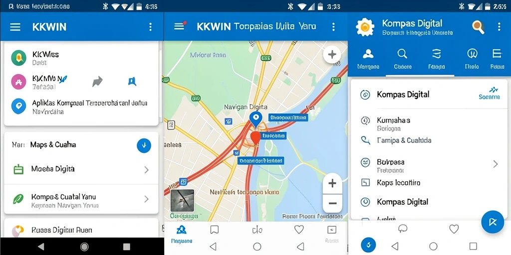 Antarmuka pengguna KKWIN yang sederhana dan fungsional untuk navigasi.