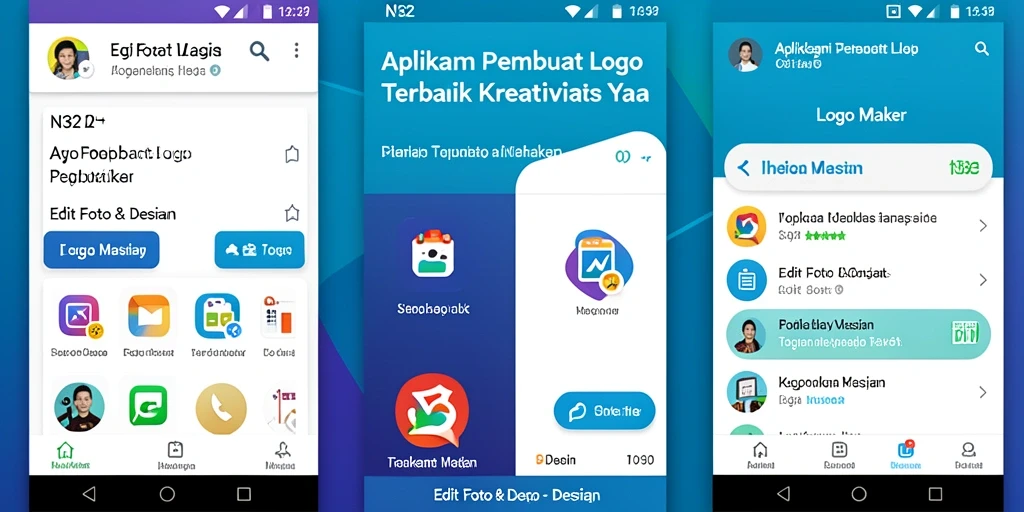 Tampilan antarmuka N32 yang intuitif untuk membuat logo.