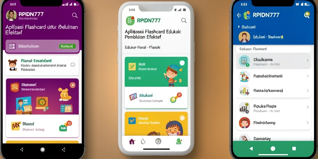 Tampilan antarmuka aplikasi RPIDN777 dengan fitur flashcard yang menarik.