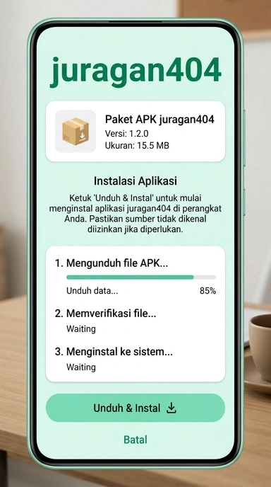 Tampilan halaman APK juragan404
